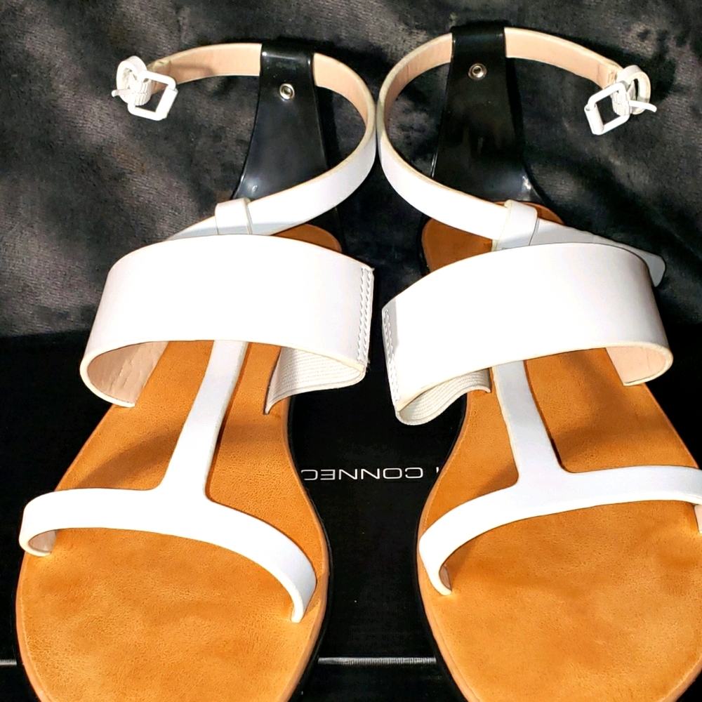 White leather sandals